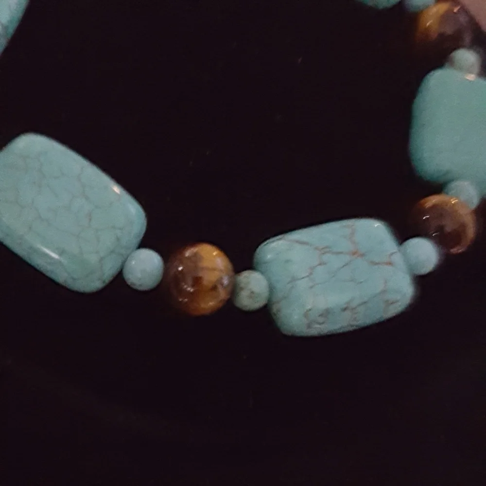 Vintage - Faux Turquoise & Tiger Eye‎ Bracelet